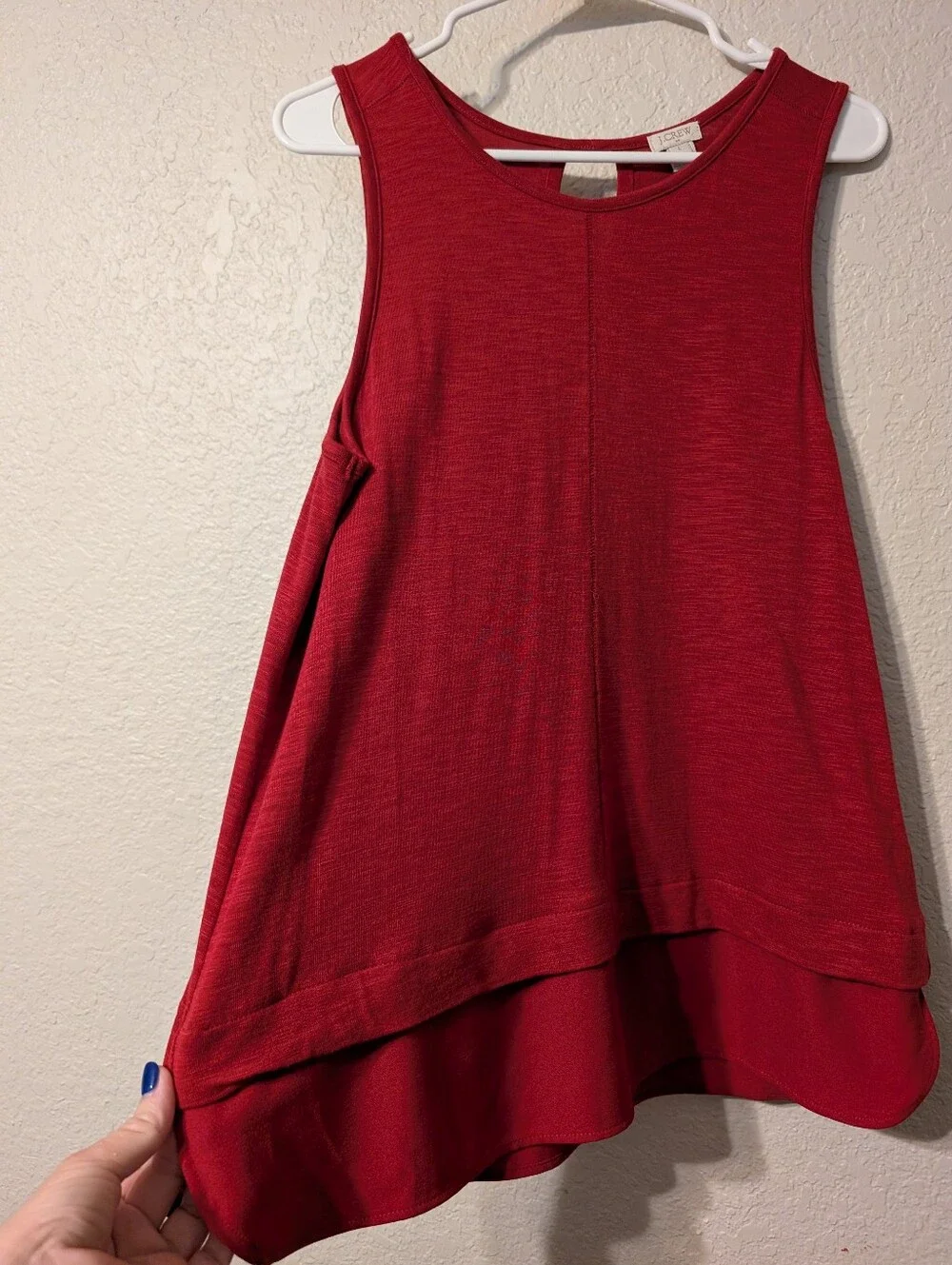 J.Crew Burgundy Red Swing Tank Top w/ Tiered Skirt & Keyhole Back, Size L